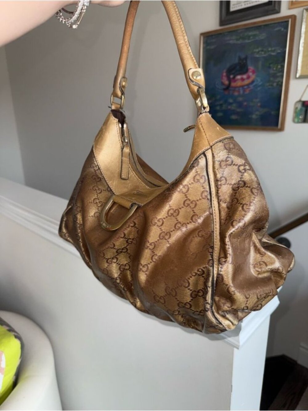 Gucci Metallic Brown GG Logo Hobo Bag - Picture 4 of 11